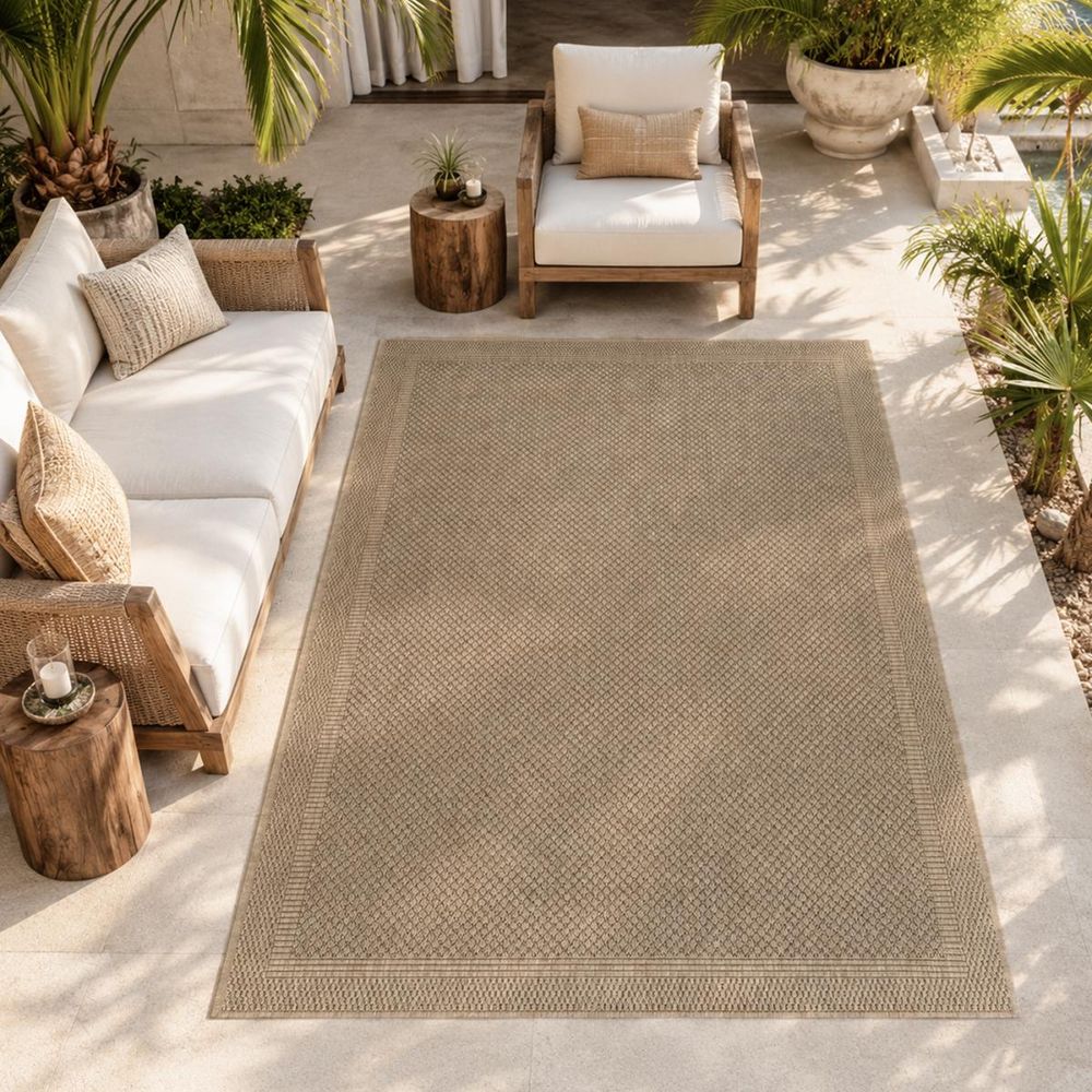 Tapis exterieur, 200 x 290 cm, faux uni, résistant uv, lyn13 reza 5
