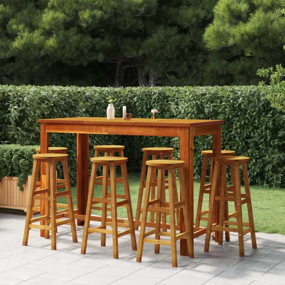 Ensemble de bar de jardin 9 pcs bois d'acacia solide