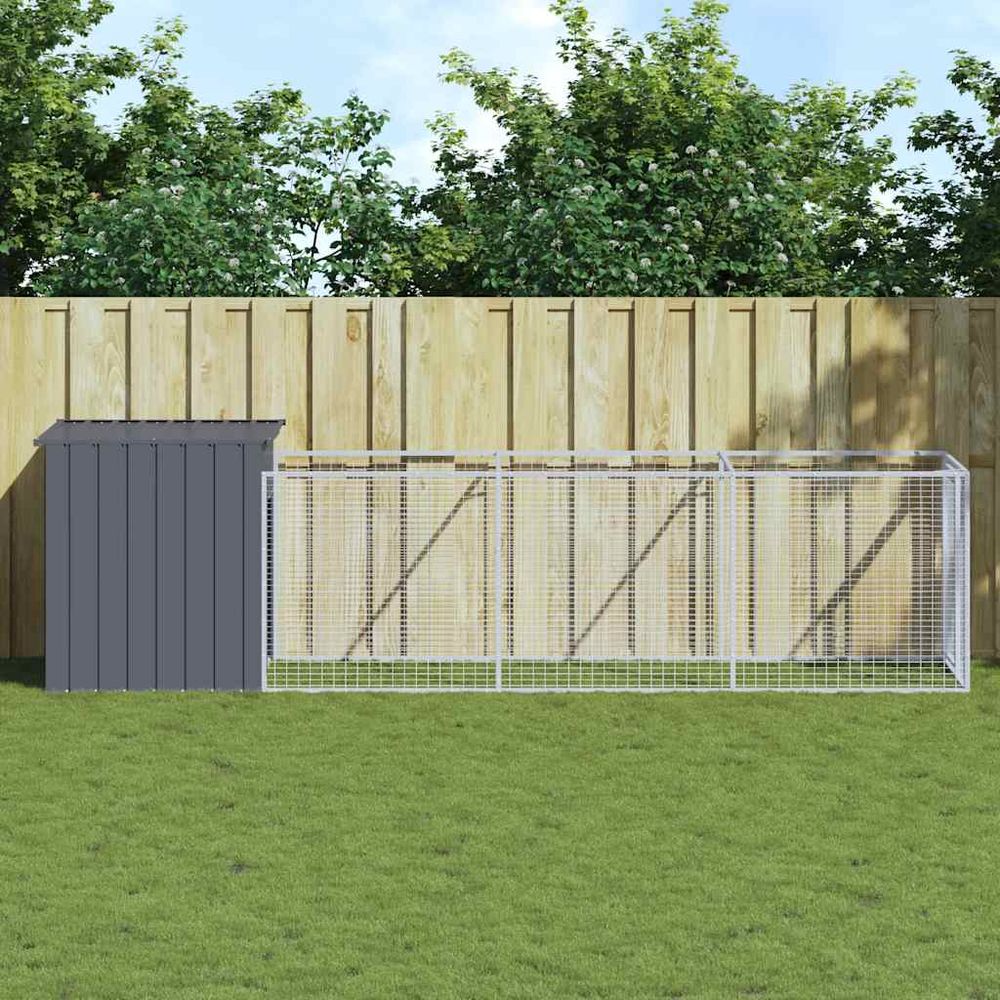Cage extérieure chien acier robuste enclos spacieux anthracite