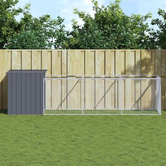 Cage extérieure chien acier robuste enclos spacieux anthracite