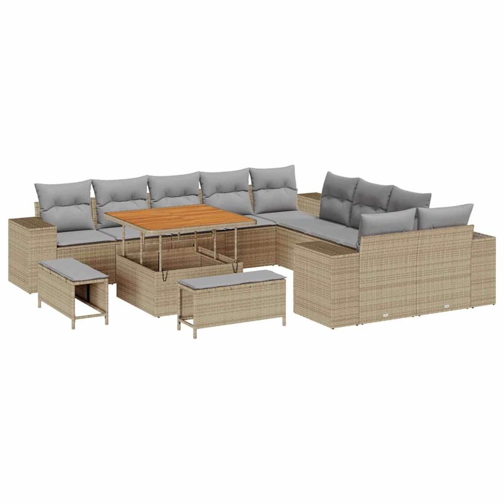 Ensemble de canapé de jardin 13 pc beige polyrotin