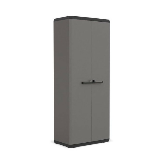 Kis armoire de rangement utilitaire piu - 68 x 39 x 166 cm - gris anthracite et noir