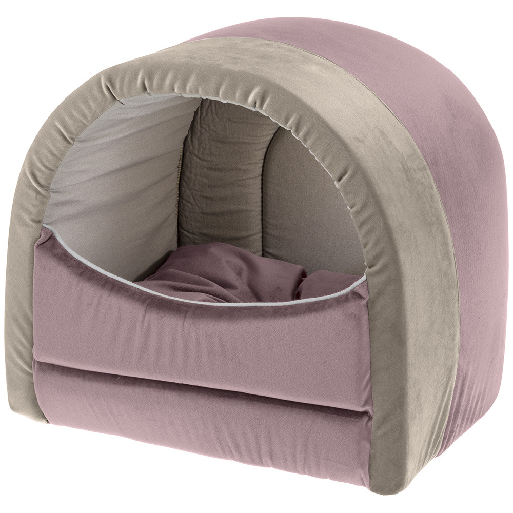 Ferplast couchage d'intérieur pour chats majesty 20, maisonnette pour chats, velours doux, lavable, 40x34x36, rose