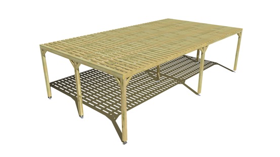 Pergola bois • 9m x 5m • indépendante • sens largeur • platelage bois • livraison comprise