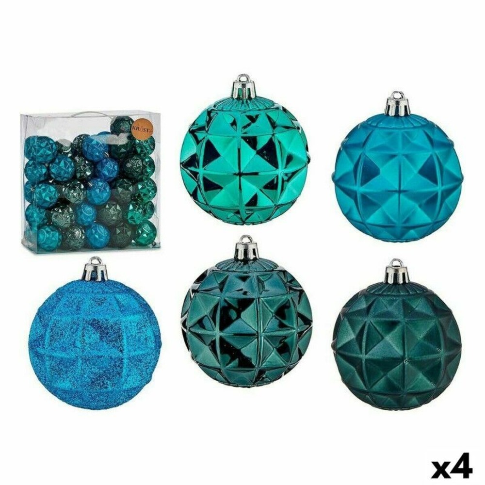 Lot de boules de noël turquoise 7 cm (4 unités)