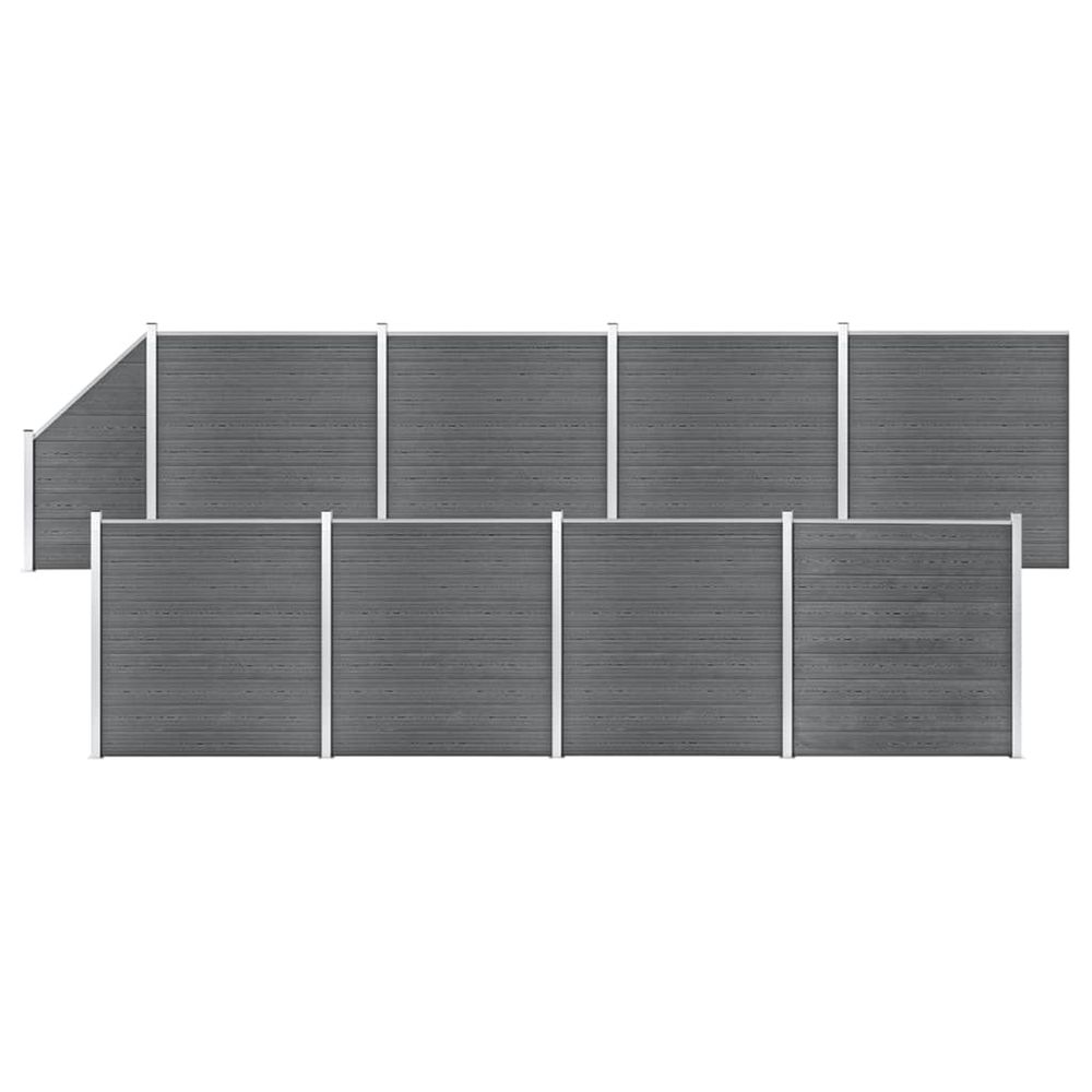 Ensemble de clôture wpc 8 carré + 1 incliné 1484x186 cm gris