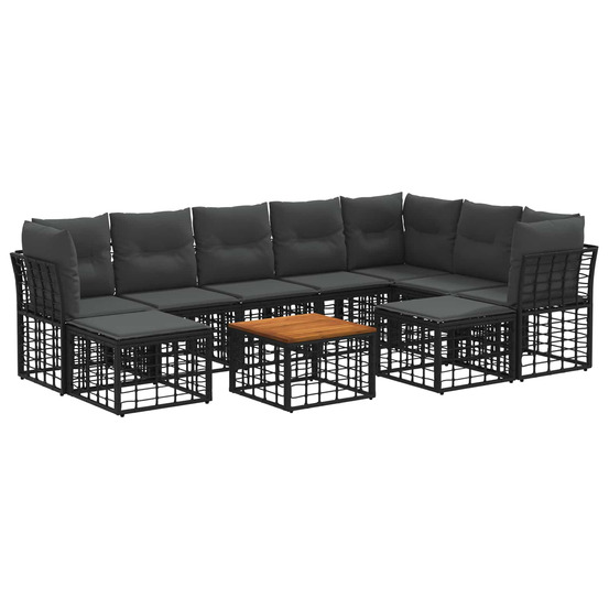 Ensemble de canapés d'extérieur 10 pcs noir et gris foncé
