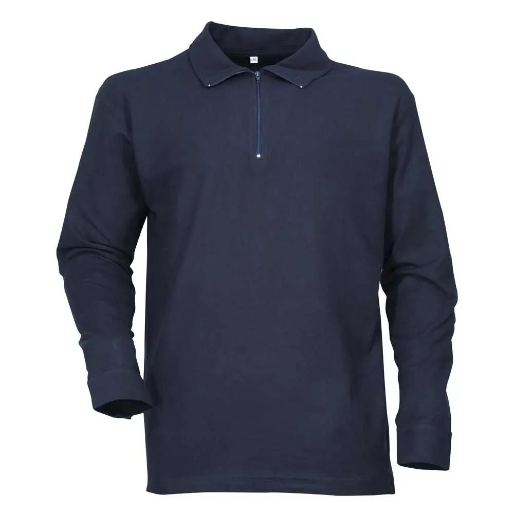 Chemise f1 coton marine 240g/m2 col zippé poignets boutonnés