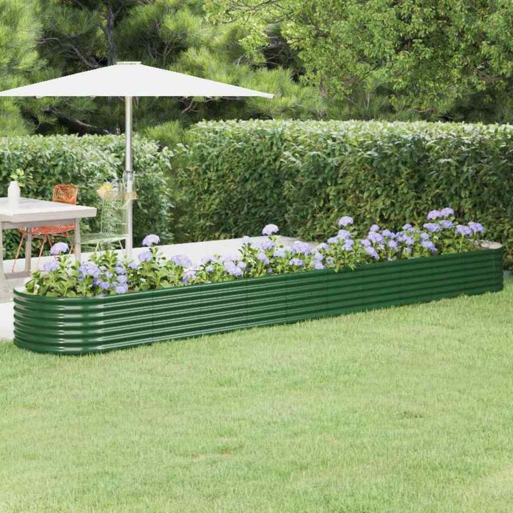 Potager surélevée acier galvanisé jardin vert 440x80x36 cm