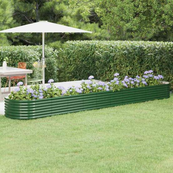 Potager surélevée acier galvanisé jardin vert 440x80x36 cm