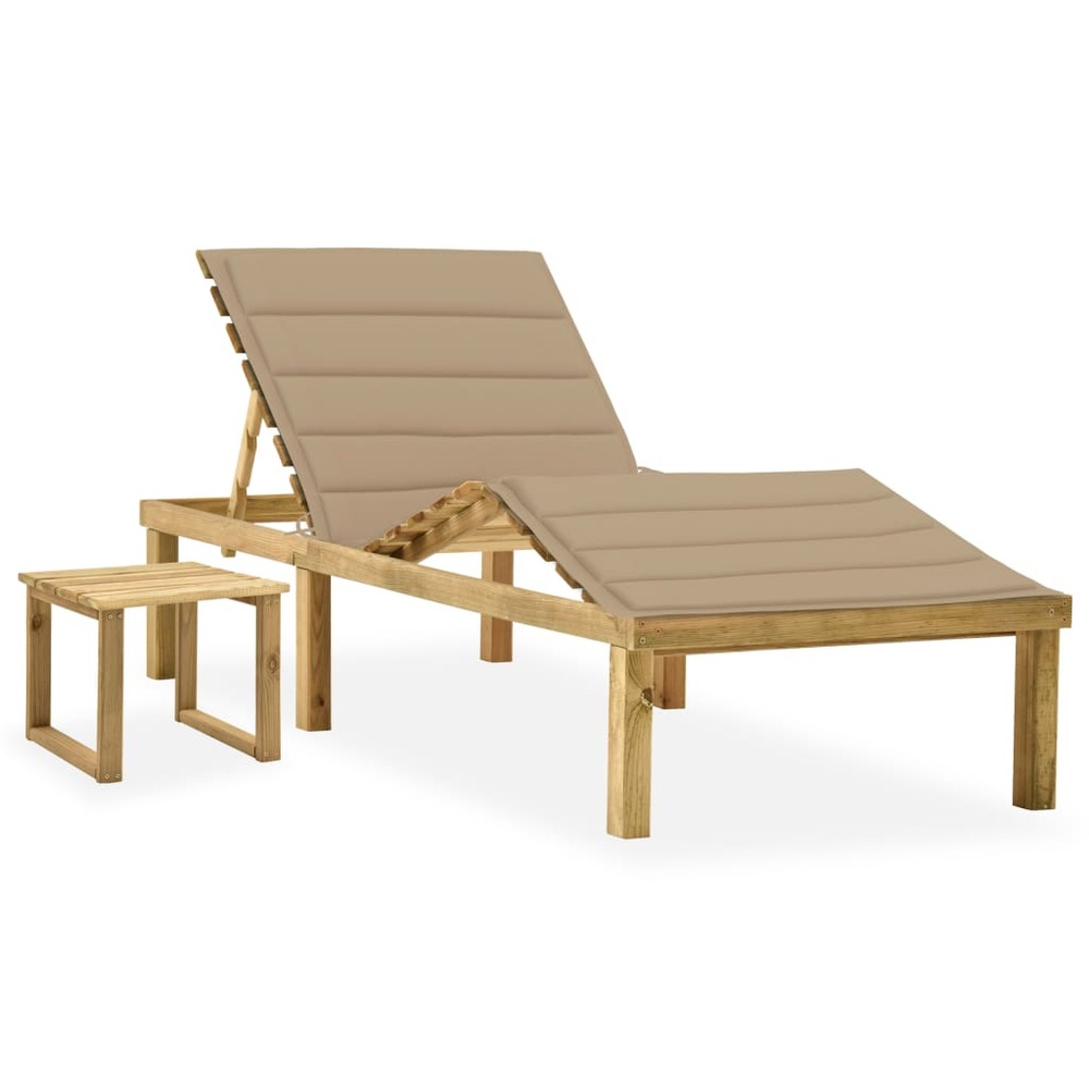 Transat chaise longue bain de soleil lit de jardin terrasse meuble d'extérieur 200 cm avec table et coussin pin imprégné 02_0