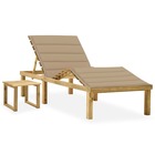 Transat chaise longue bain de soleil lit de jardin terrasse meuble d'extérieur 200 cm avec table et coussin pin imprégné 02_0