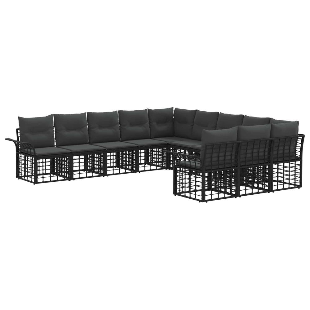 Ensemble de canapés d'extérieur 11 pcs noir et gris foncé