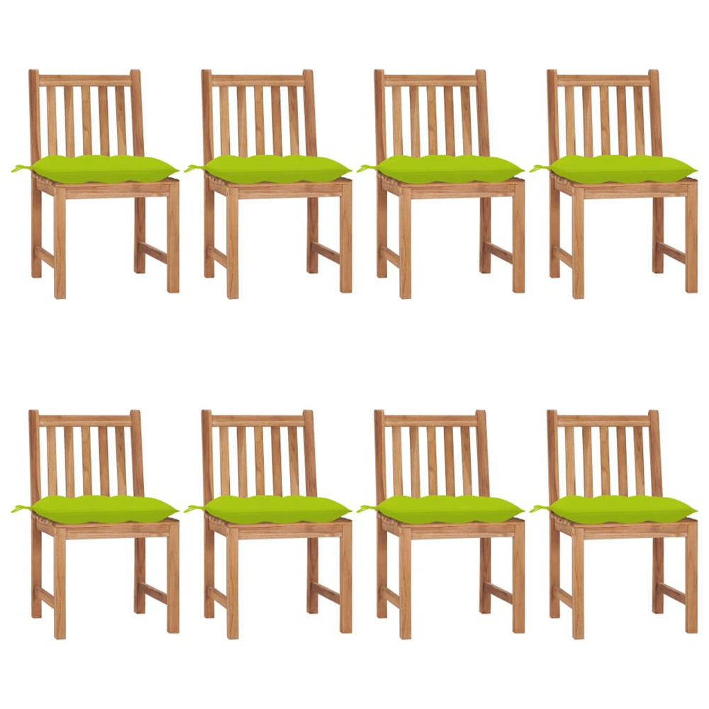 Chaises de jardin lot de 8 avec coussins bois de teck massif