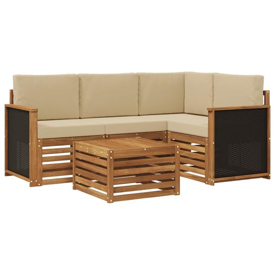 Ensemble de canapés d'extérieur 5 pc naturel et beige polyester
