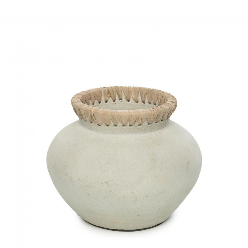Vase rond avec col en terre cuite naturelle 25x25x19 cm