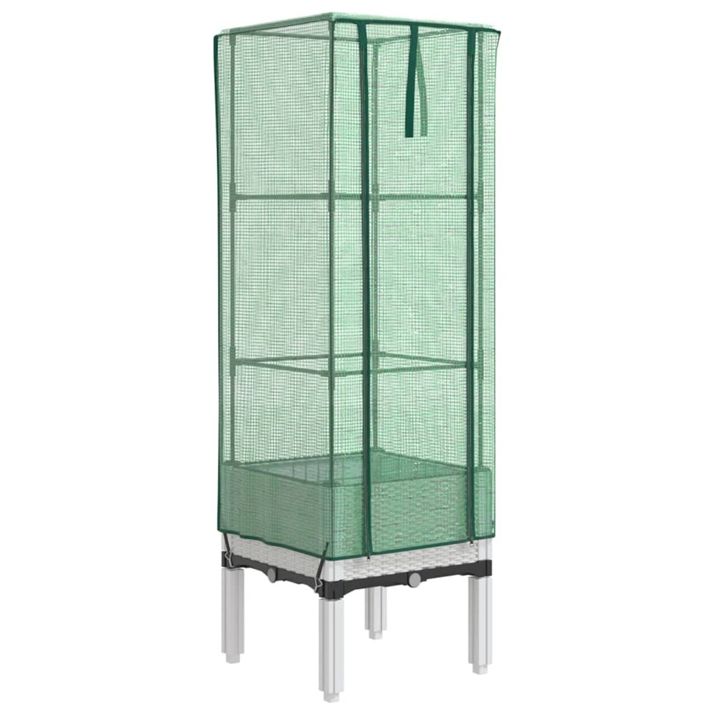 Jardinière d'extérieur surélevée avec housse aspect rotin 40x40x140 cm