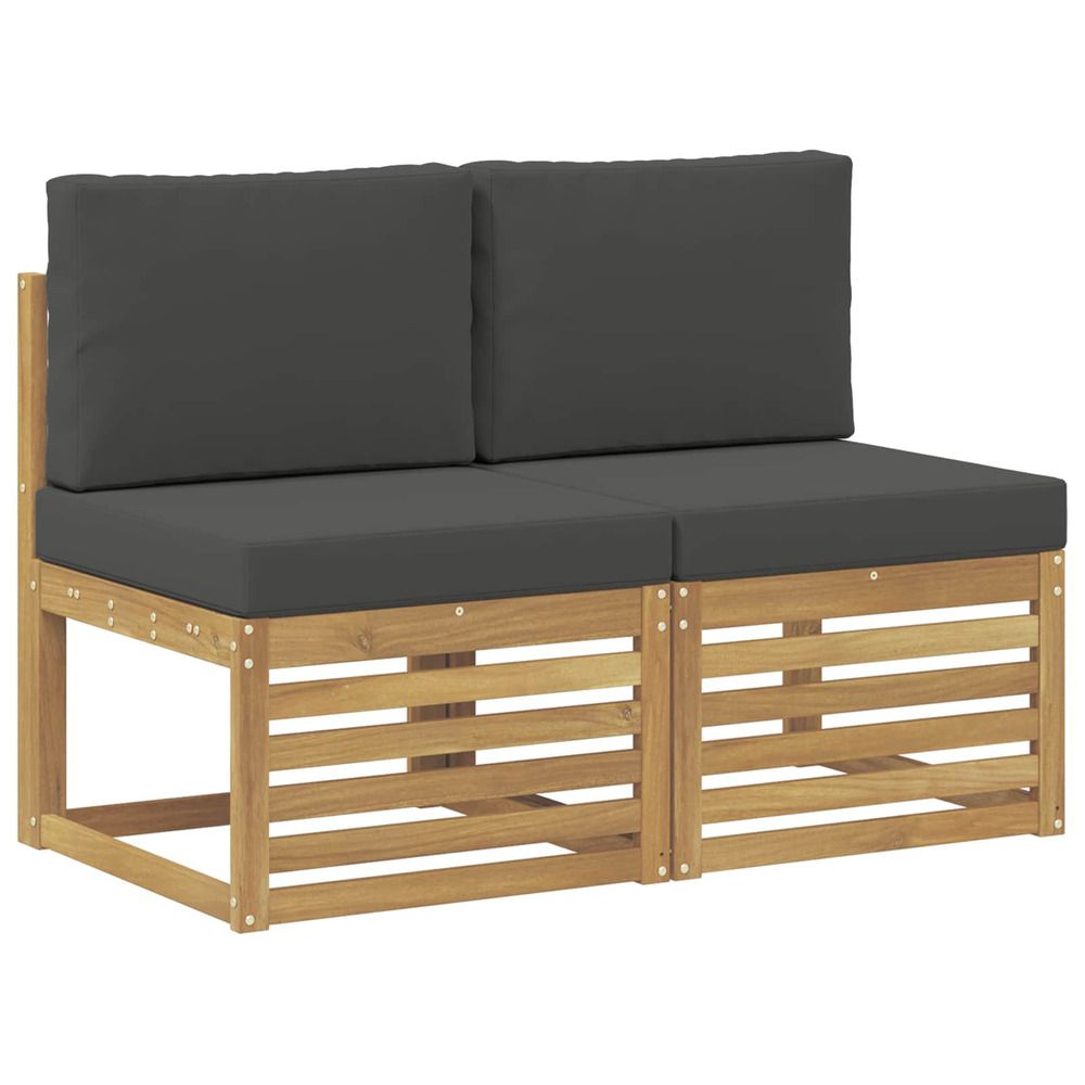 2 pièce sofa de milieu extérieur bois d'acacia massif blanc