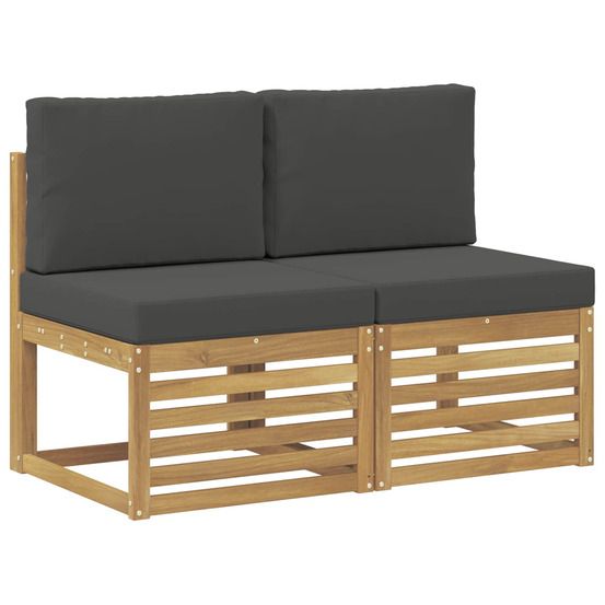 2 pièce sofa de milieu extérieur bois d'acacia massif blanc