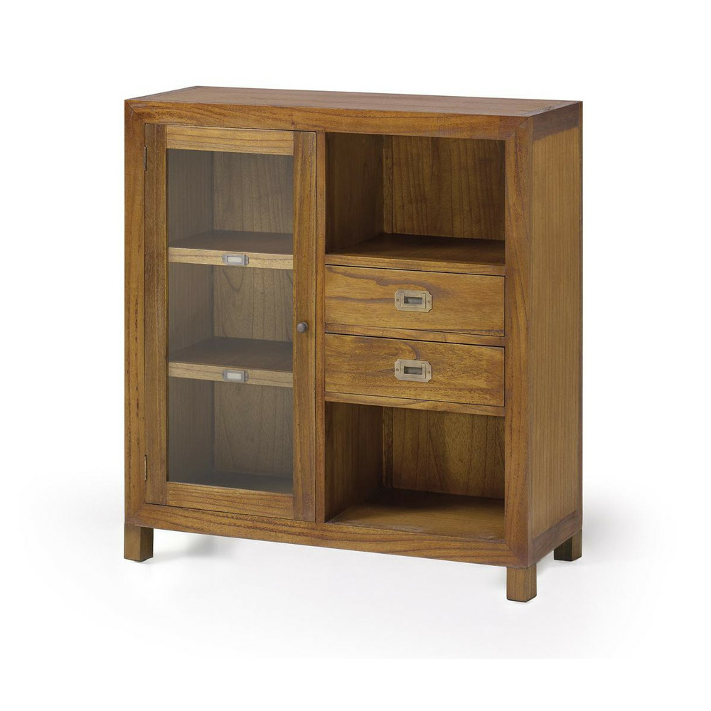 Vaisselier 2 tiroirs bronze bois marron - onéline décoration d'autrefois