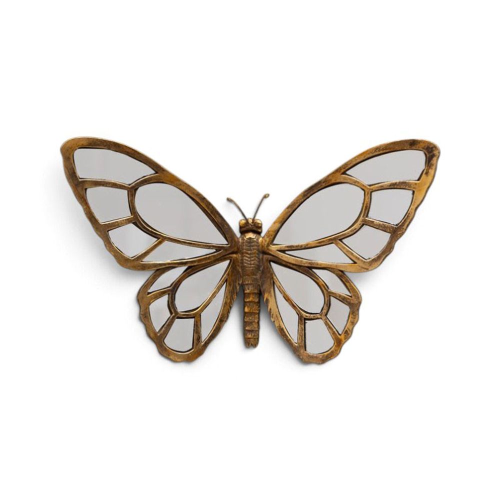 Miroir papillon doré résine 34x21cm