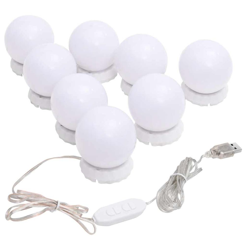 Lampe de miroir avec 8 ampoules led blanc chaud et blanc froid
