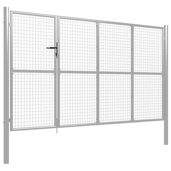 Portillon acier 350 x 150 cm argenté