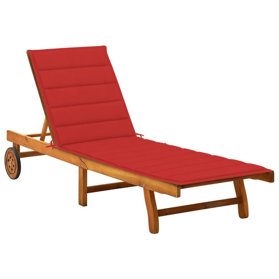 Chaise longue de jardin avec coussin bois d'acacia solide bain de soleil