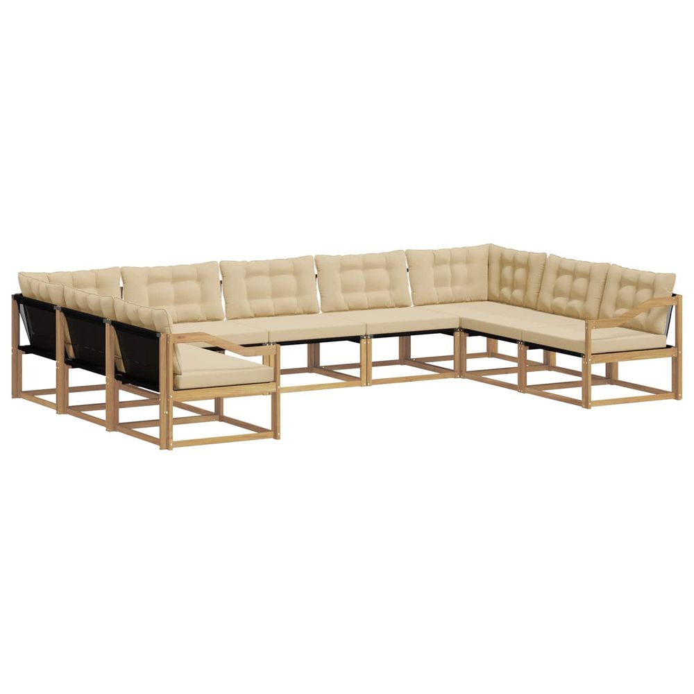 Ensemble de canapés d'extérieur 9 pc blanc et beige