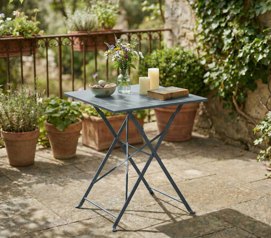Table de jardin pliante - 2 places - gris anthracite - florence