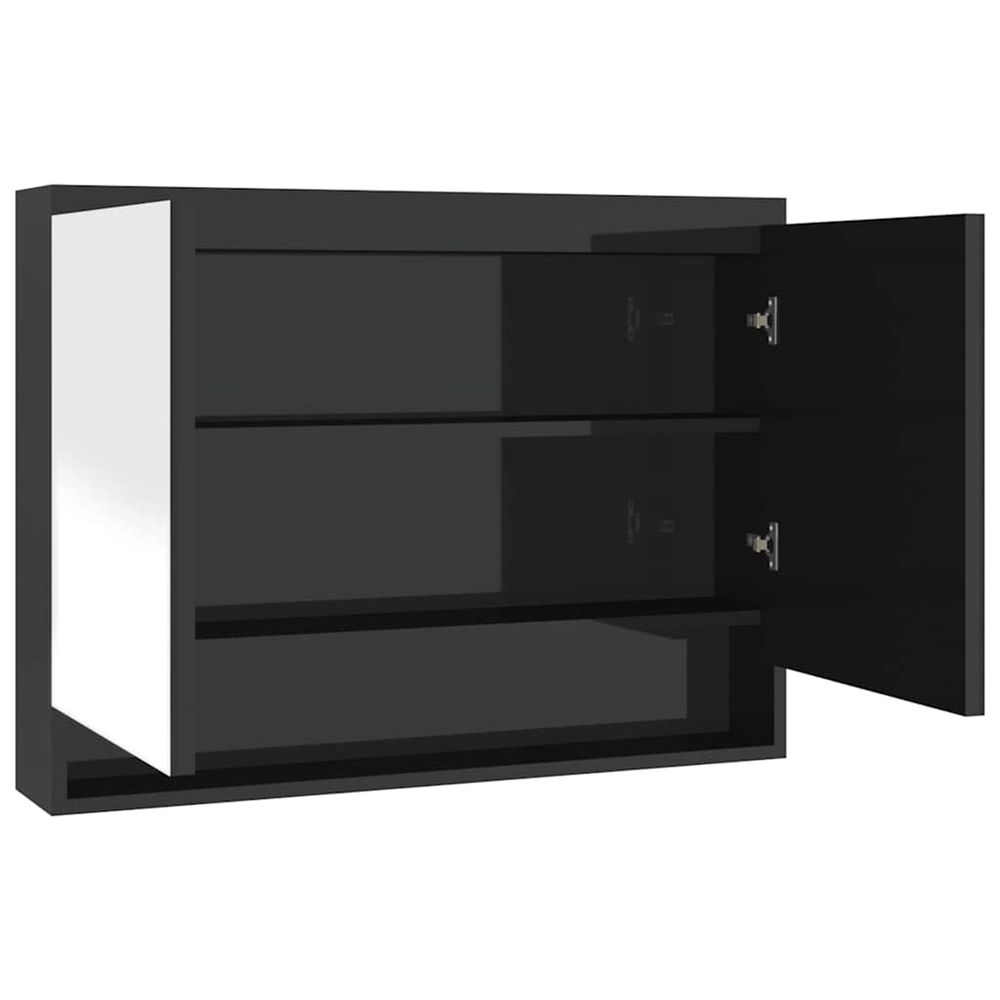 Armoire à miroir de salle de bain 80x15x60 cm mdf noir brillant
