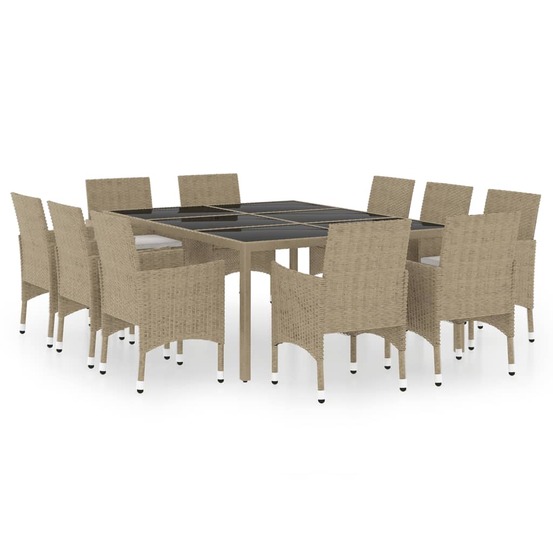 Ensemble à manger de jardin 11pcs résine tressée beige