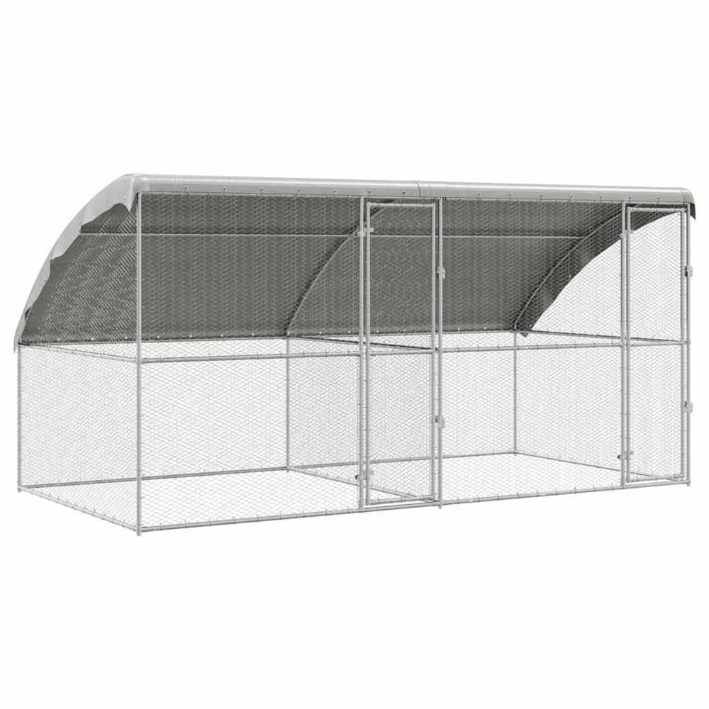 Cage à poules avec 2 portes 2 pièces argenté 400x200x200cm