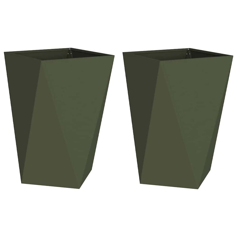 Jardinière 2 pcs vert olive 50 x 50 x 75 cm acier