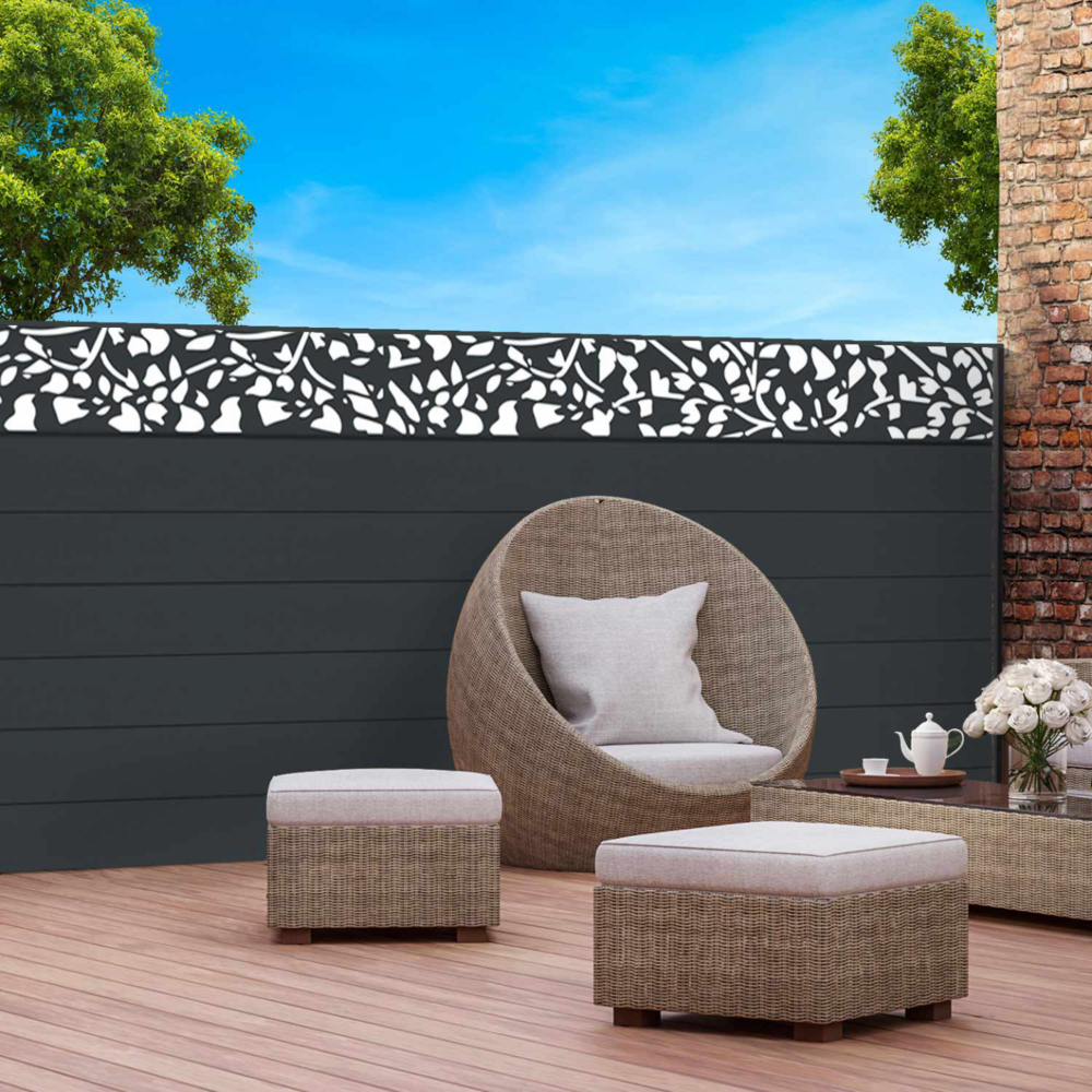 Brise vue occultant 1,5 x 10 m effet lames de clôture motifs flower 160 gr/m²