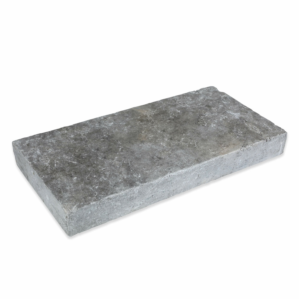 Margelle de piscine 70x35x8cm travertin gris 1er choix bord droit