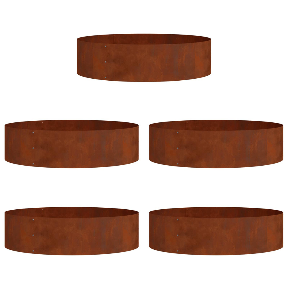 Anneau de jardinière 5 pcs marron 80 x 80 x 20 cm acier patiné
