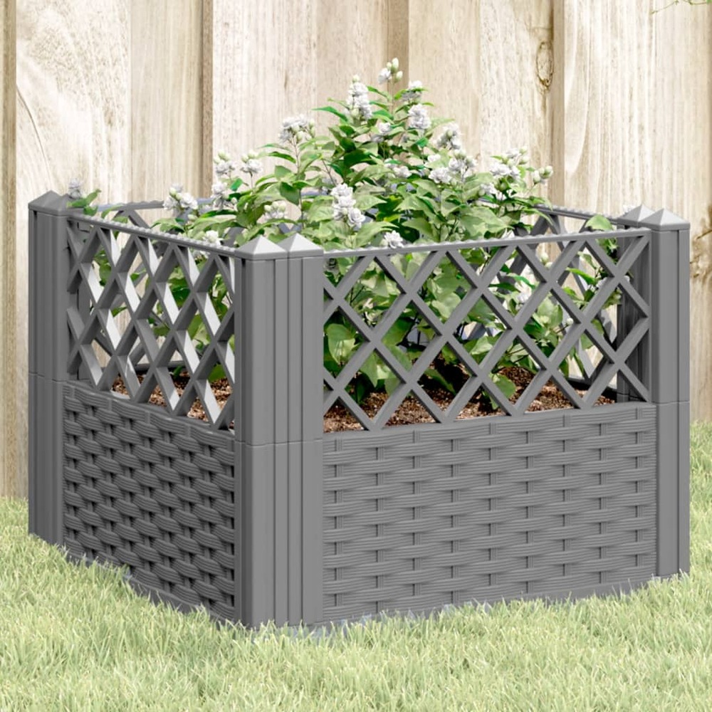 Jardinière avec piquets gris clair 43,5x43,5x43,5 cm pp
