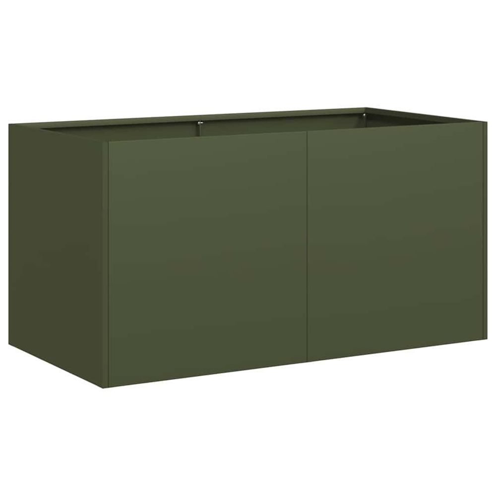 Jardinière d'extérieur vert olive 80x40x40 cm acier laminé à froid