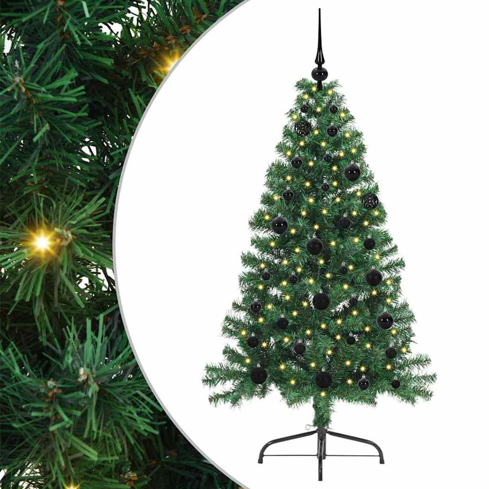 Sapin de noël artificiel pré-éclairé vert 150 cm pvc