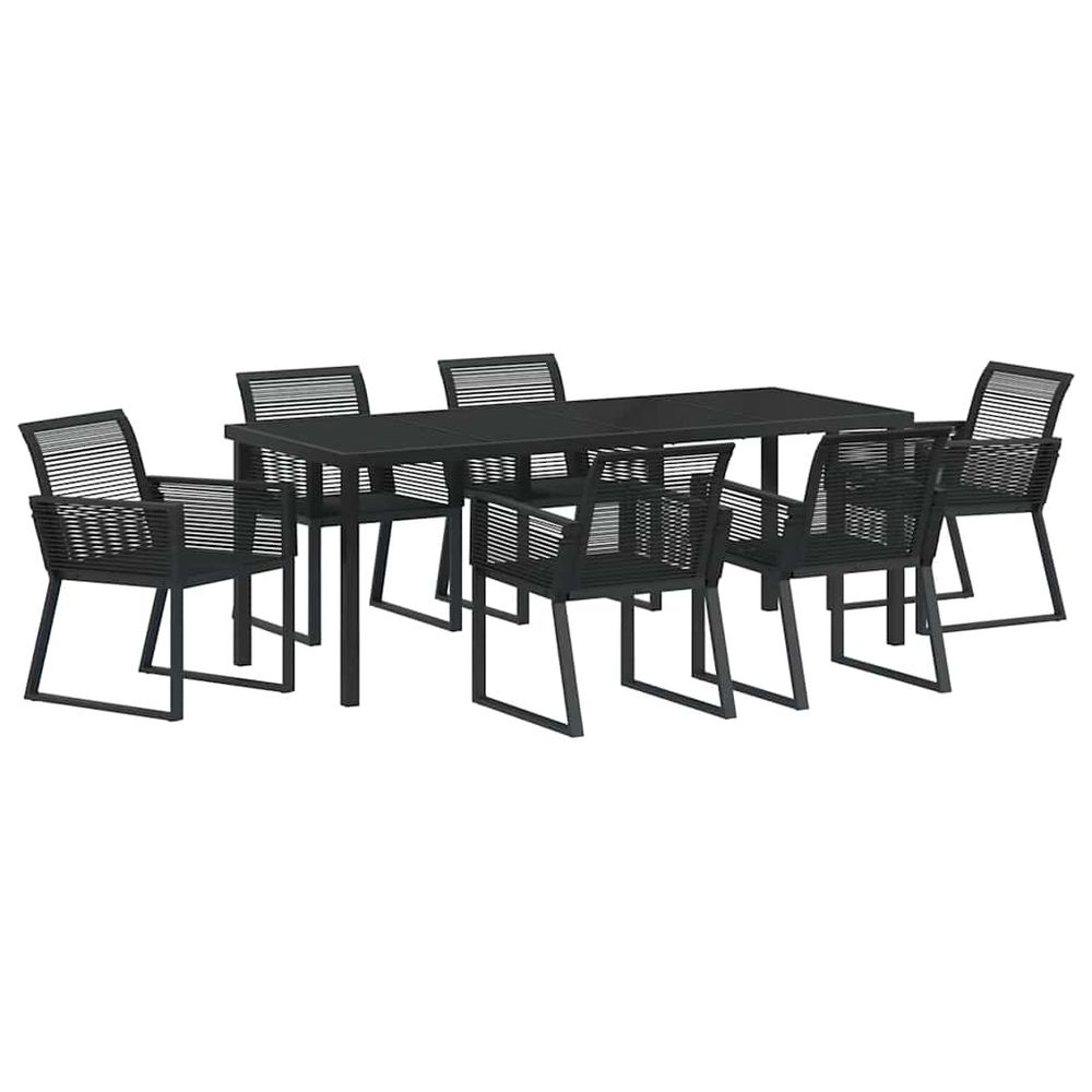 Ensemble de salle à manger pour jardin 7 pc noir