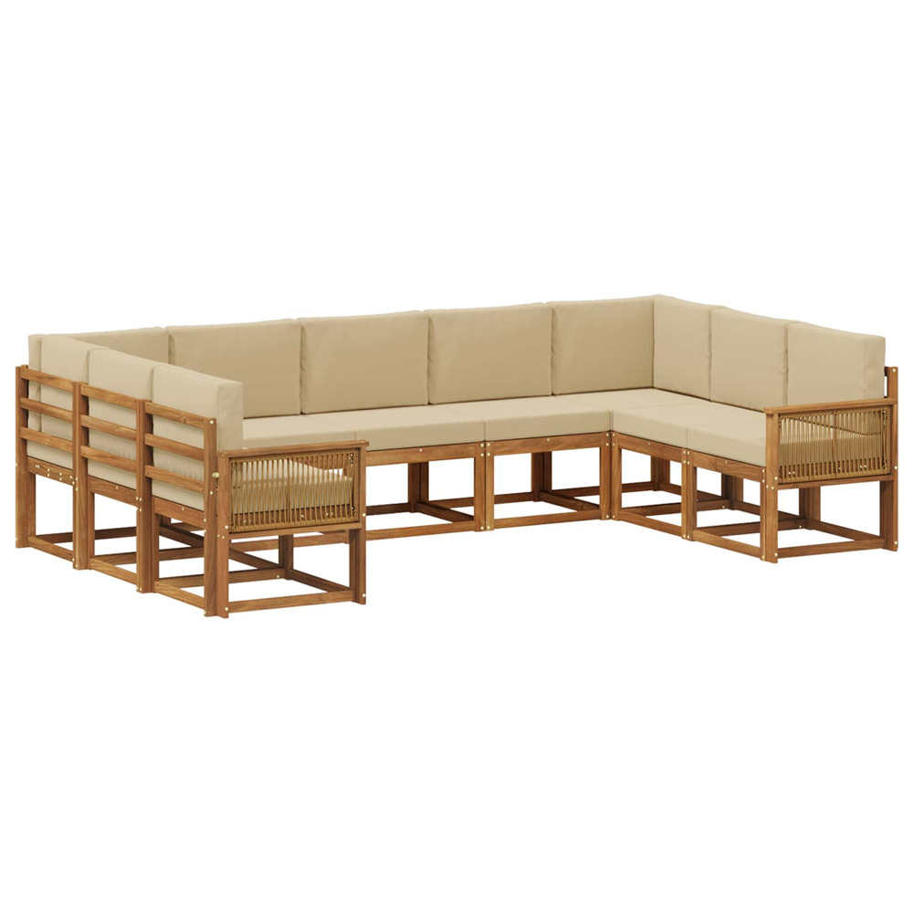 Ensemble de canapés d'extérieur 9 pcs naturel et beige