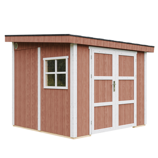 Abri de jardin qualité premium 5,9 m² - h231x248x294 cm - sans plancher e paroi latérale - timbela m938b-redwood red