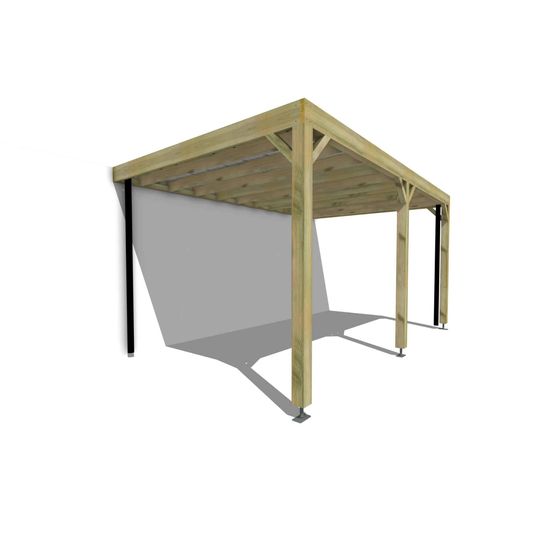 Carport bois adossé 1 voiture 15 m² • 5 x 3 m • hauteur de passage 2,37 m • sens profondeur • livraison comprise