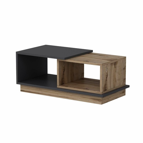 Table basse 2 niches zéline en bois - anthracite et beige