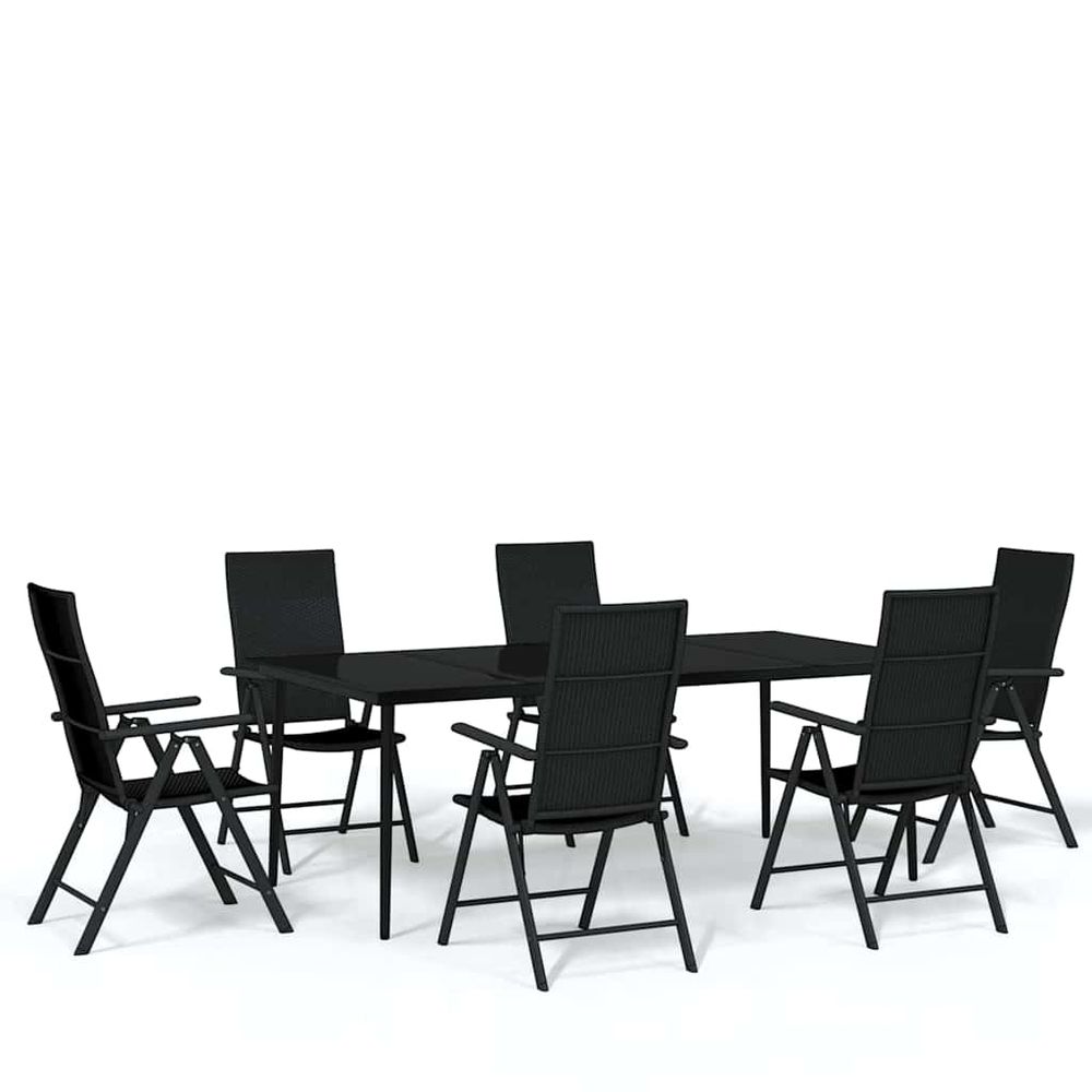 Ensemble à manger de jardin 7 pcs noir