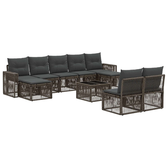 Ensemble de canapé de jardin 10 pcs gris et gris foncé