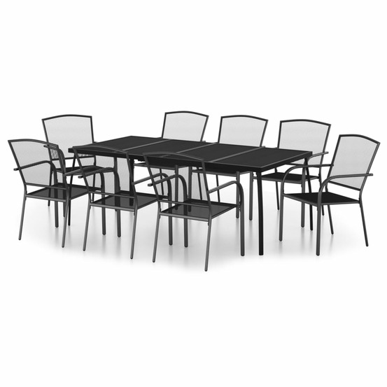 Ensemble à manger de jardin 9 pcs anthracite acier