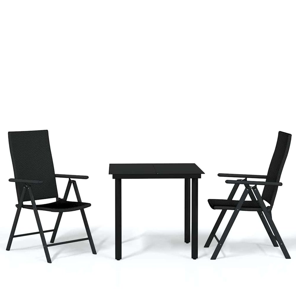 Ensemble à manger de jardin 3 pcs noir
