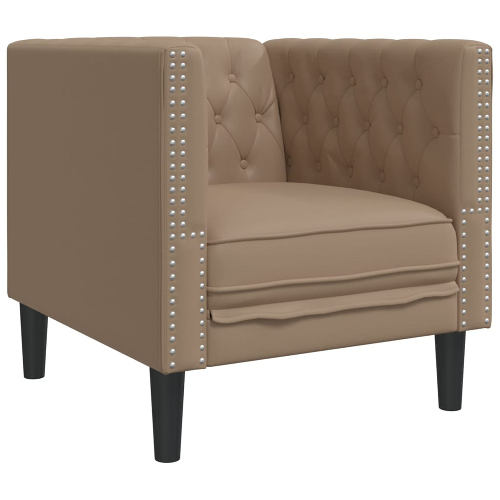 Fauteuil chesterfield cappuccino similicuir